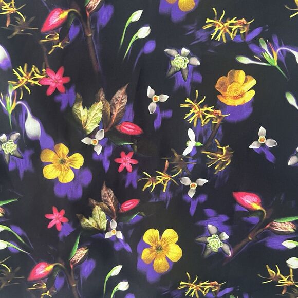 Black Floral Satin Mini Dress Strappy Tie Back Topsho Size 4 Lined - Picture 8 of 8